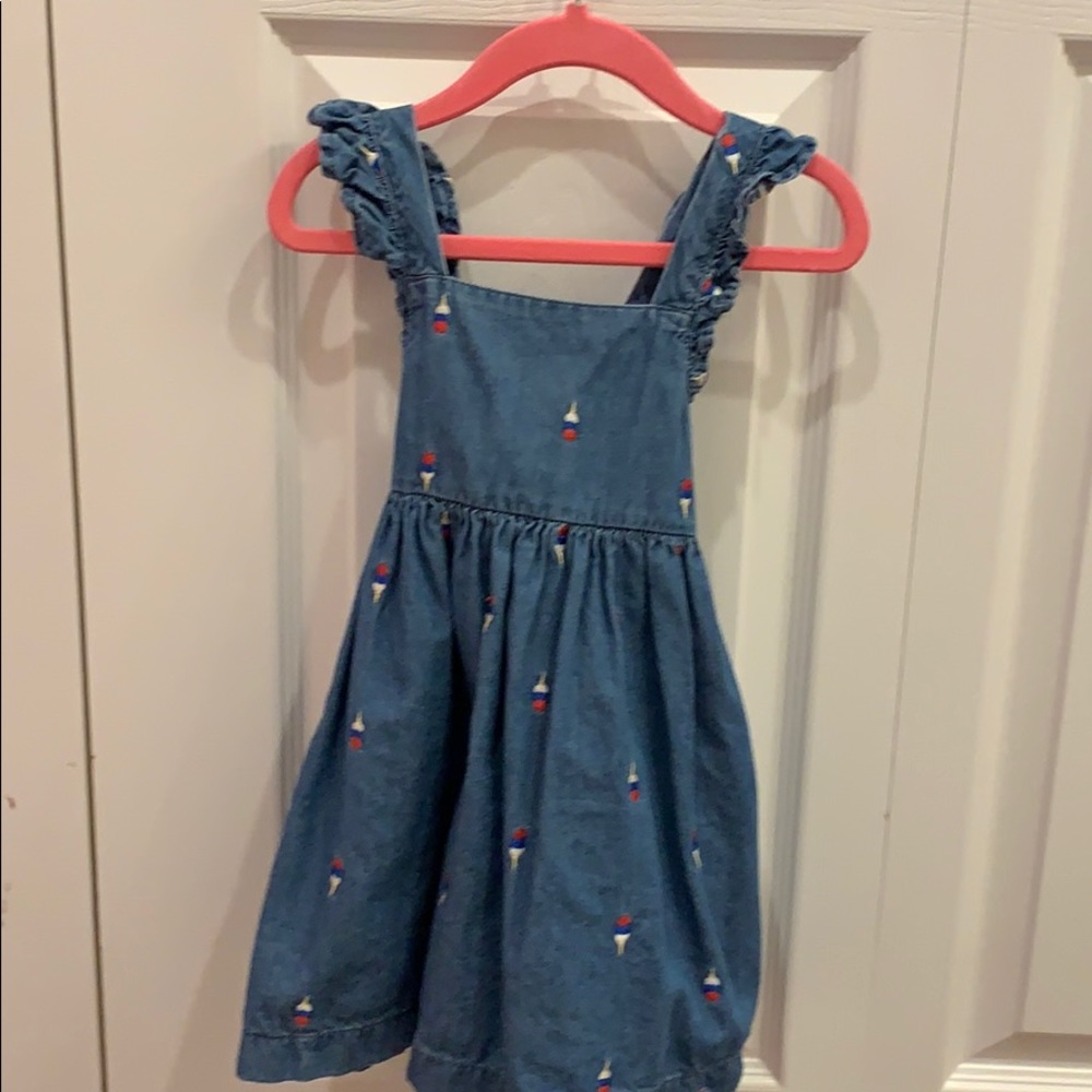 Jean dress with ice cream embroidery